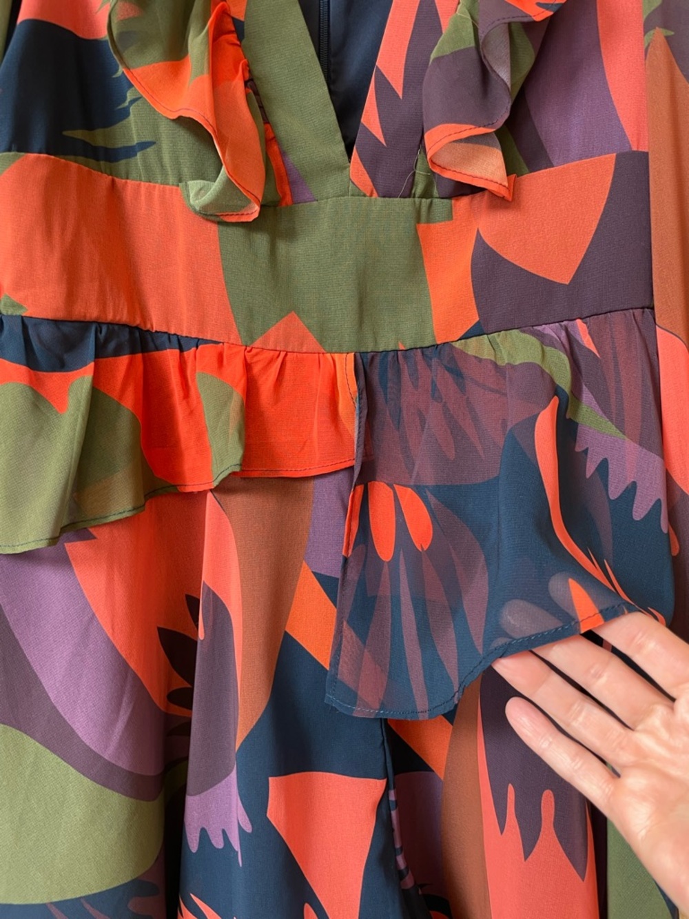Hutch for Anthropologie Peplum Chiffon Mini Dress Romper Shorts Abstract Large - Picture 5 of 14